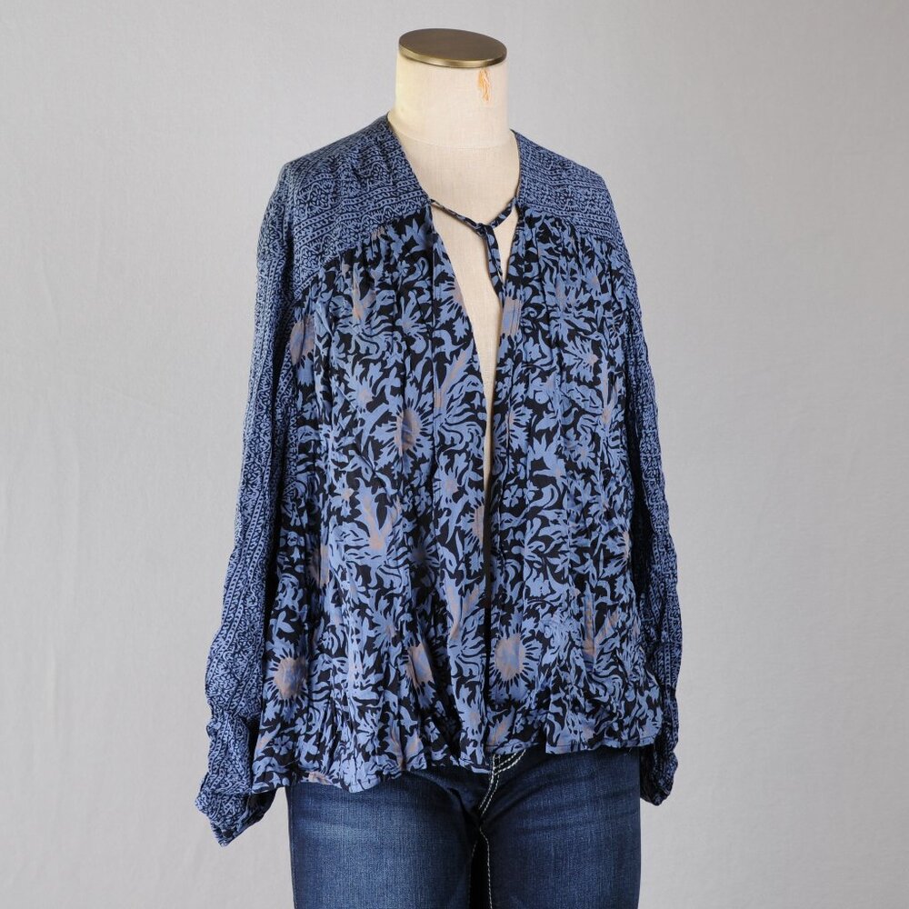 NWT - Free People Mixed Print Paisley Bohemian Balloon Sleeve Oversized Kimono M